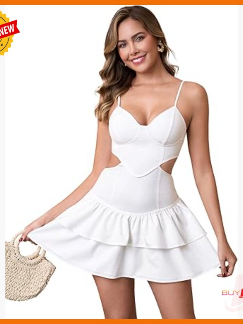Summer Floral Ruffle Mini Sundress Sweetheart Neck Cutout Backless